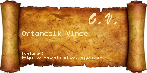 Ortancsik Vince névjegykártya